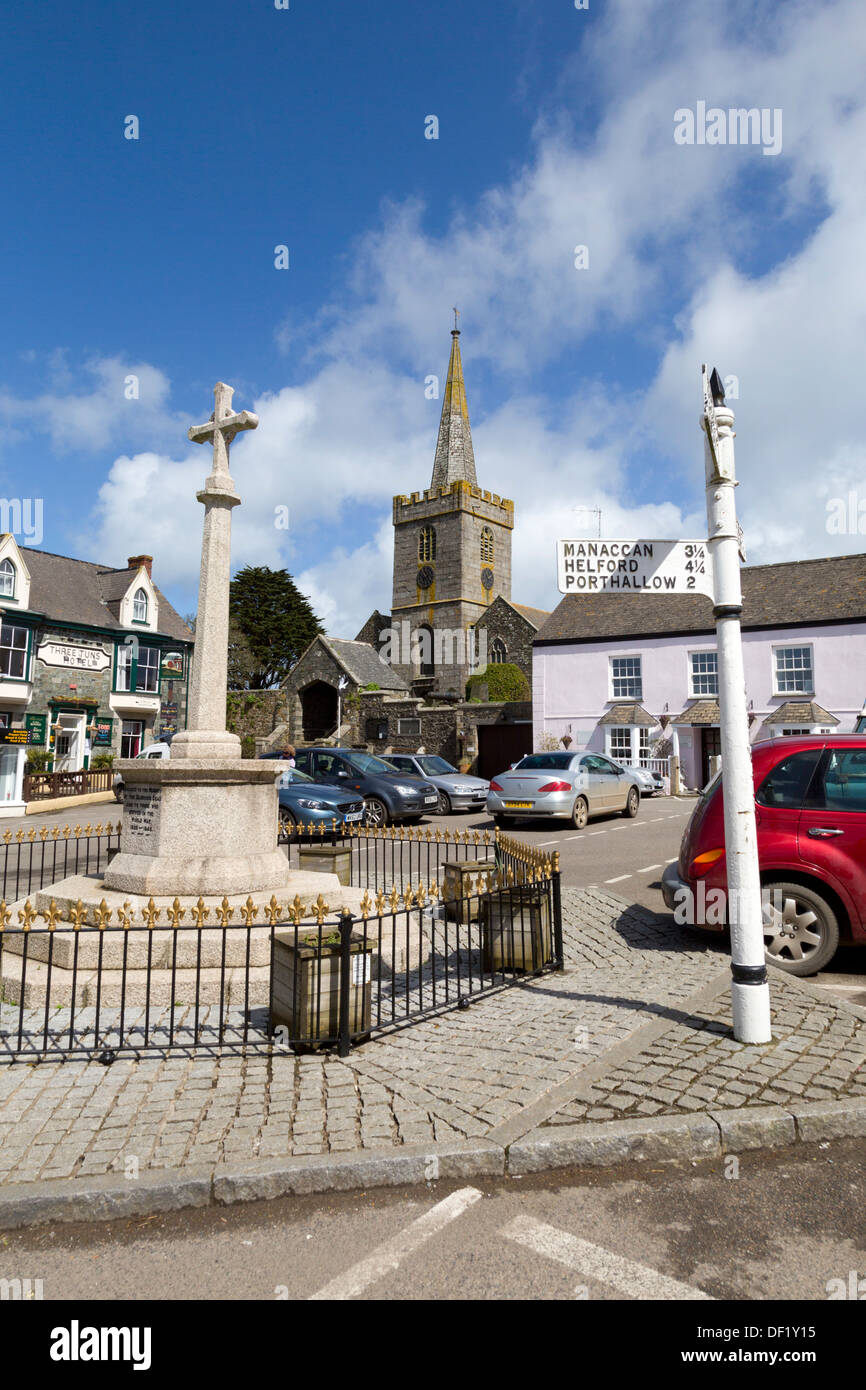 St Keverne Village Square; Cornwall; UK Stock Photo