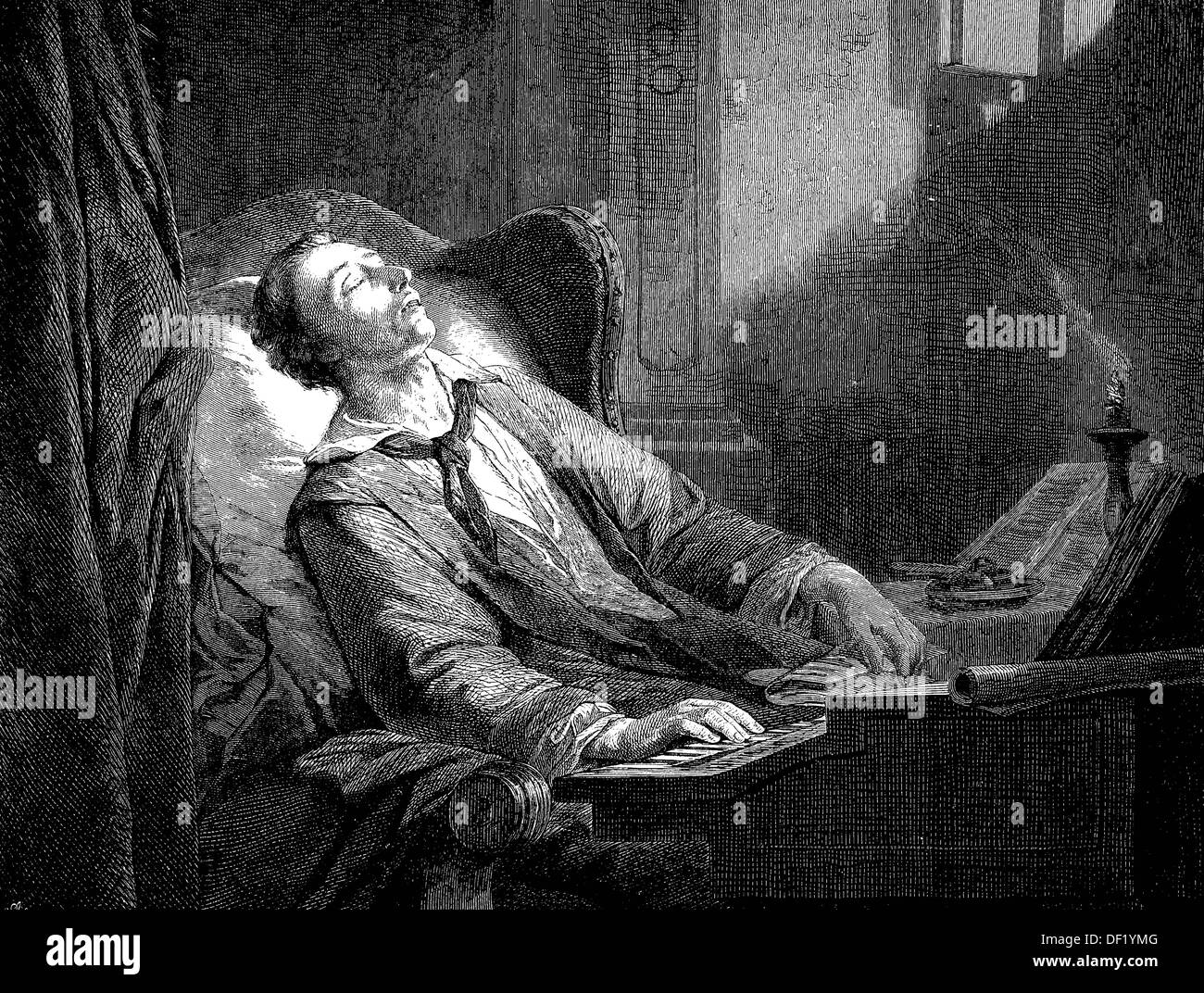 Carl Maria Friedrich Ernst von Weber, 1786-1826, German composer, conductor  and pianist, shortly before his death, woodcut from Stock Photo - Alamy