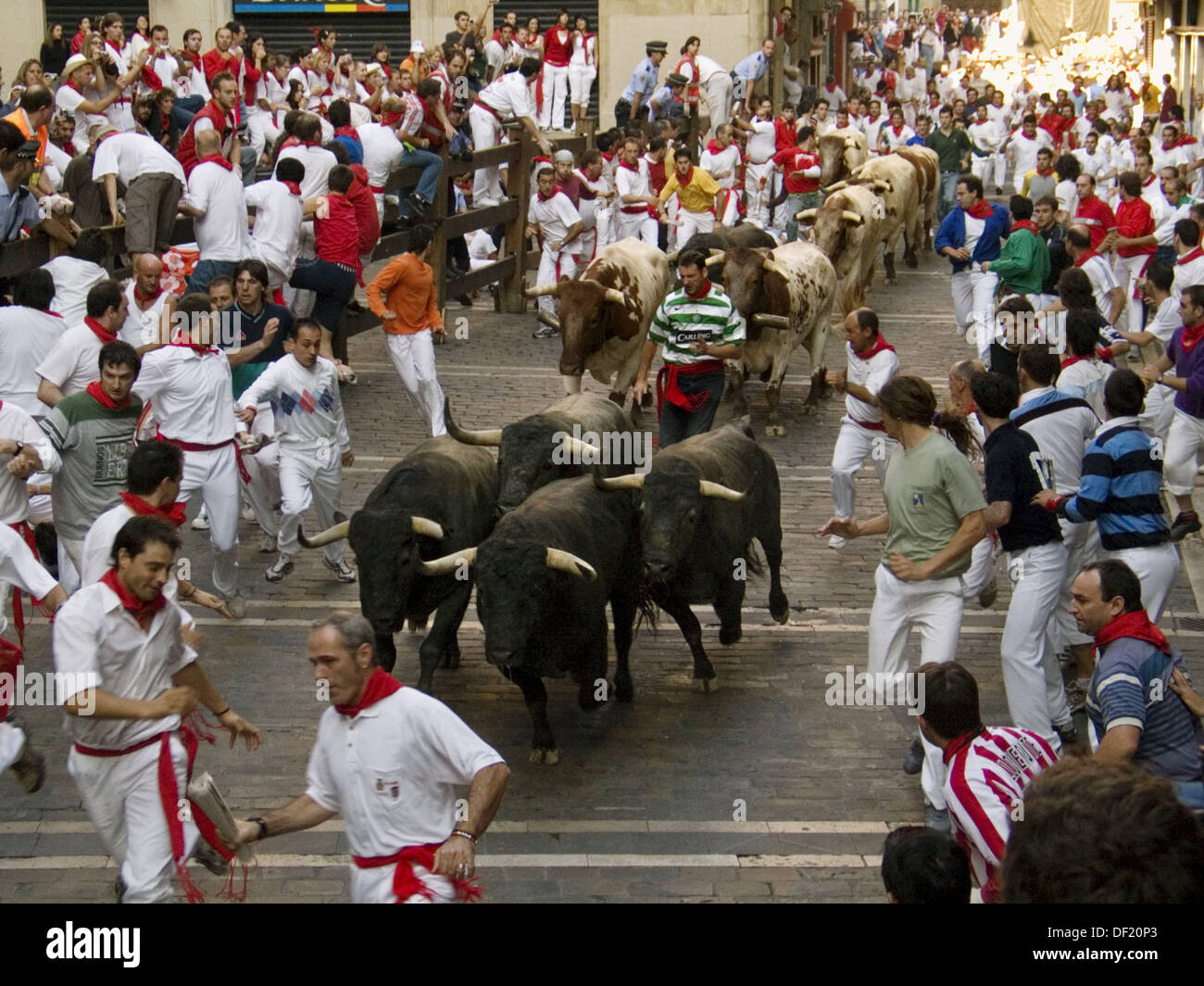 ´Encierro´ running of the bulls, San Fermin Festival. Pamplona Stock