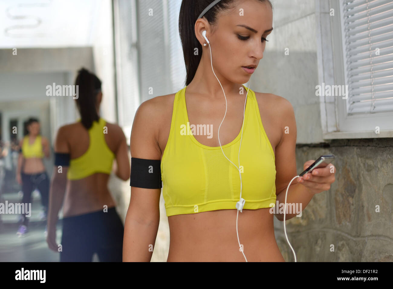 working out in the fitness studio Stock Photo