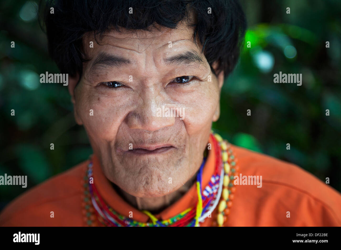 Indigenous man in the rainforest of Gunung Mulu National Park. Stock Photo