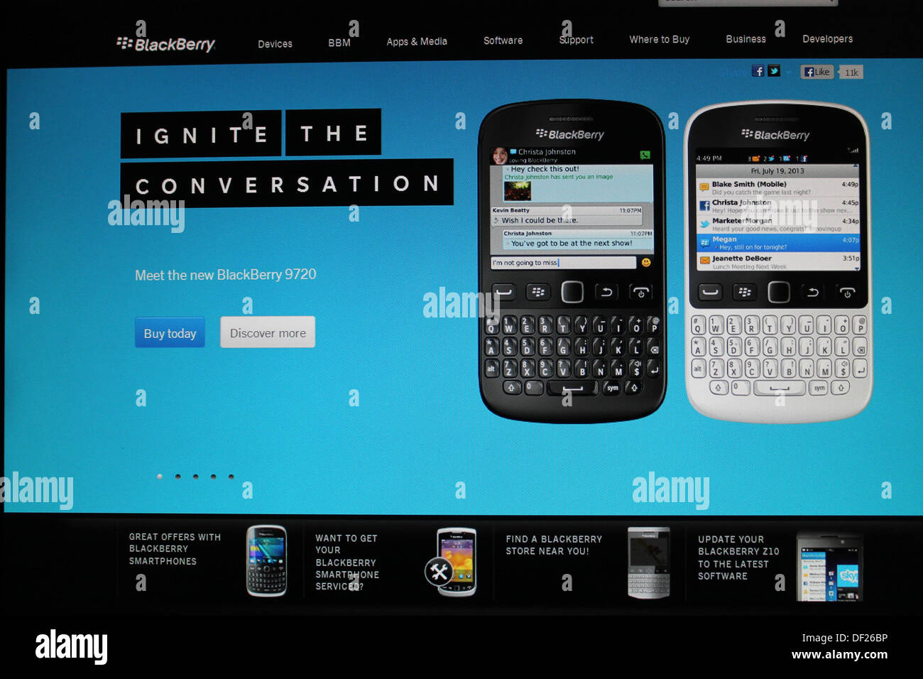 Official website of Blackberry mobiles Stock Photo