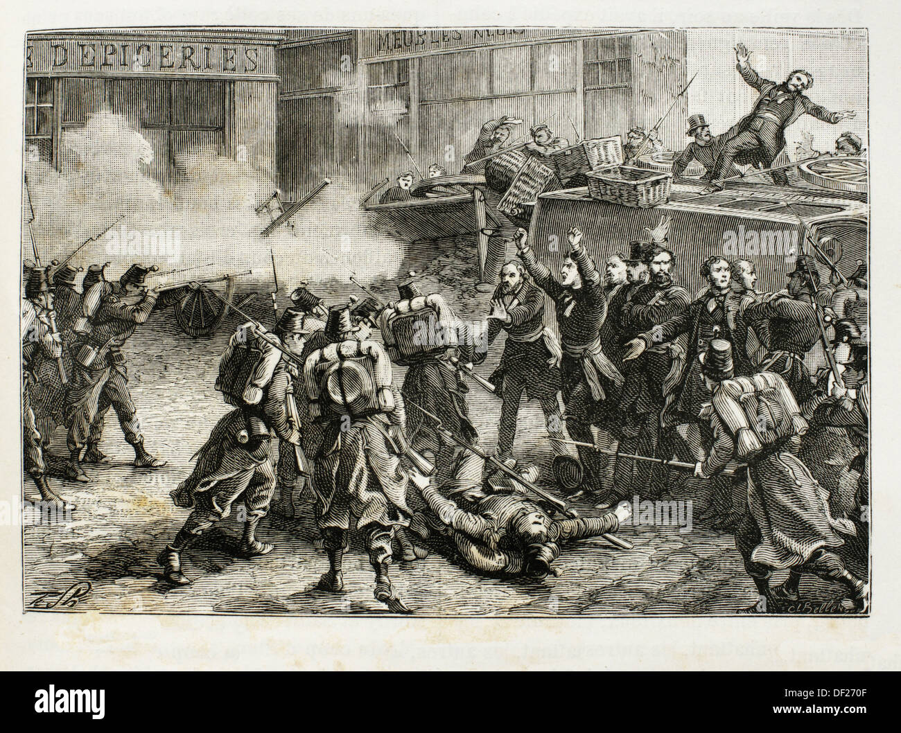 France, History, 19th Century, Death of Baudin at Paris, in 1851 - The French coup d´état on 2 December, 1851, staged by