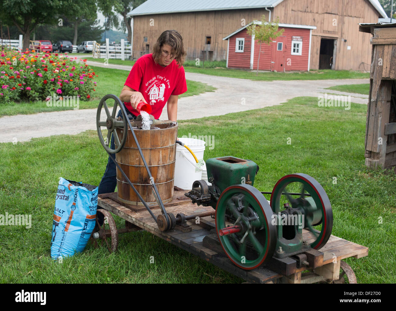 Frankenmuth, Michigan A farm woman makes ice cream at Grandpa Tiny's