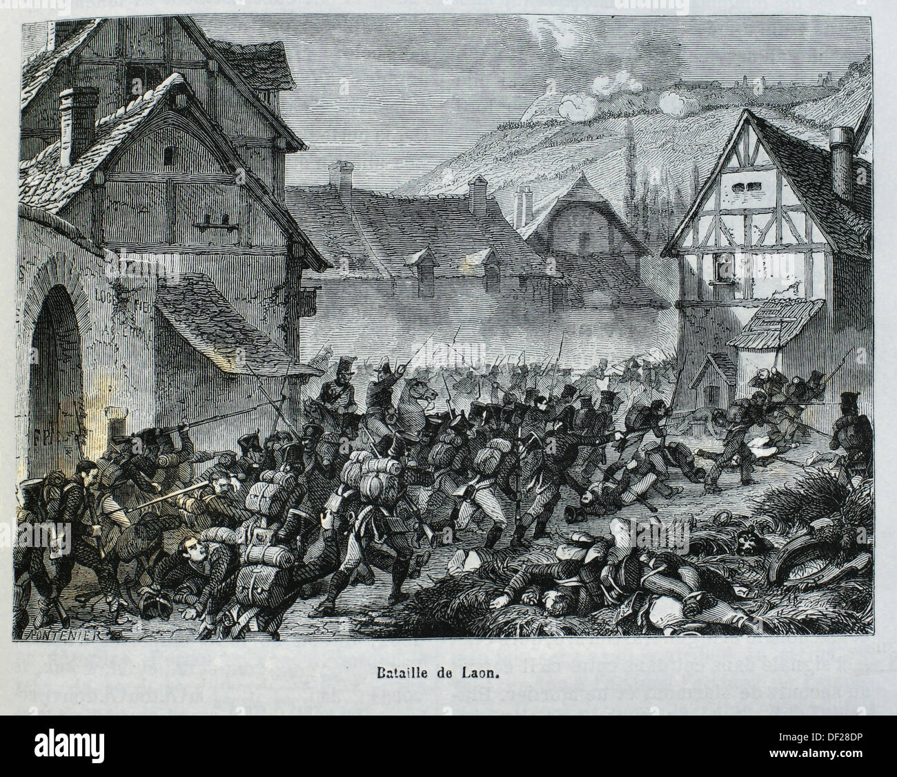 France, History, XIXc - The Battle of Laon 9-10 March 1814 was the victory of Blücher´s Prussian army over Napoleon´s French Stock Photo