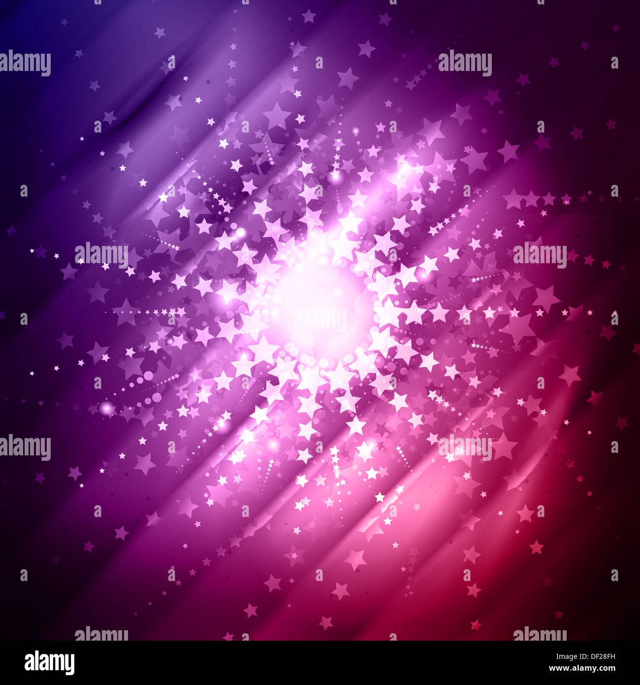 Abstract star burst background in shades of red and purple Stock Photo
