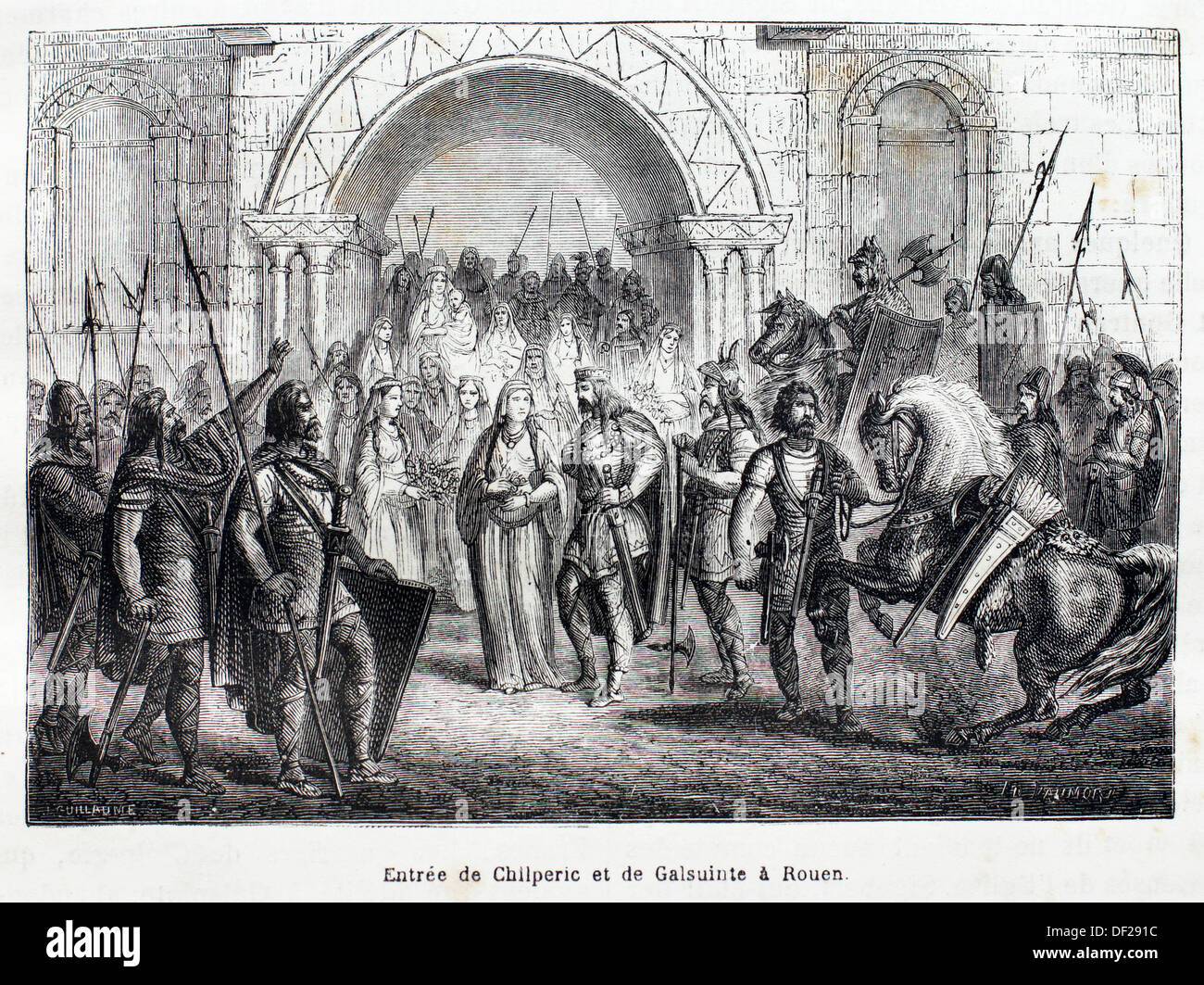 France-History- ´ Entrée de Chilperic et de Galsuinte à Rouen´ - Childeric I c  440 – c  481 was the Merovingian king of the Stock Photo