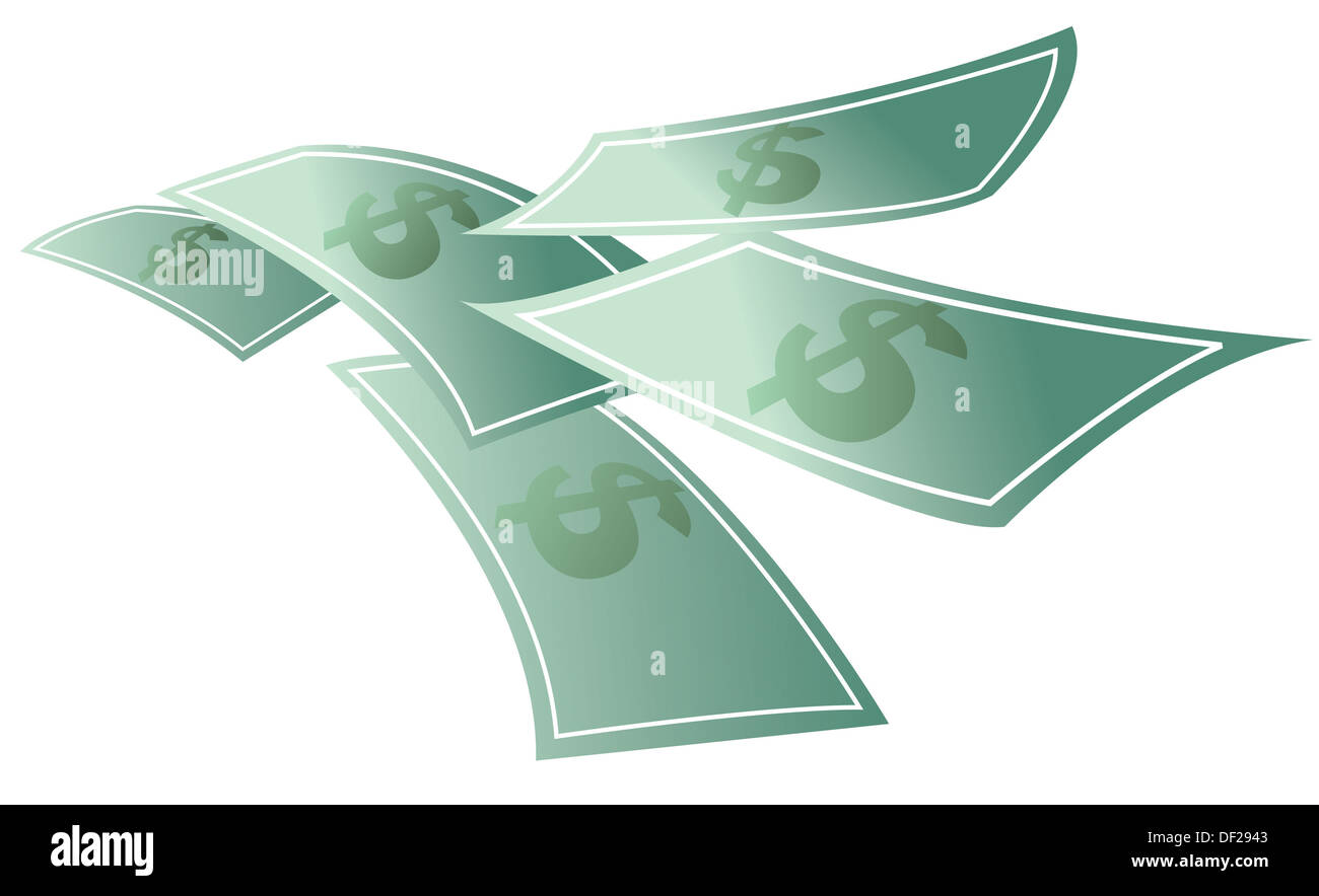 Money floating, dollars flying Stock Photo Alamy