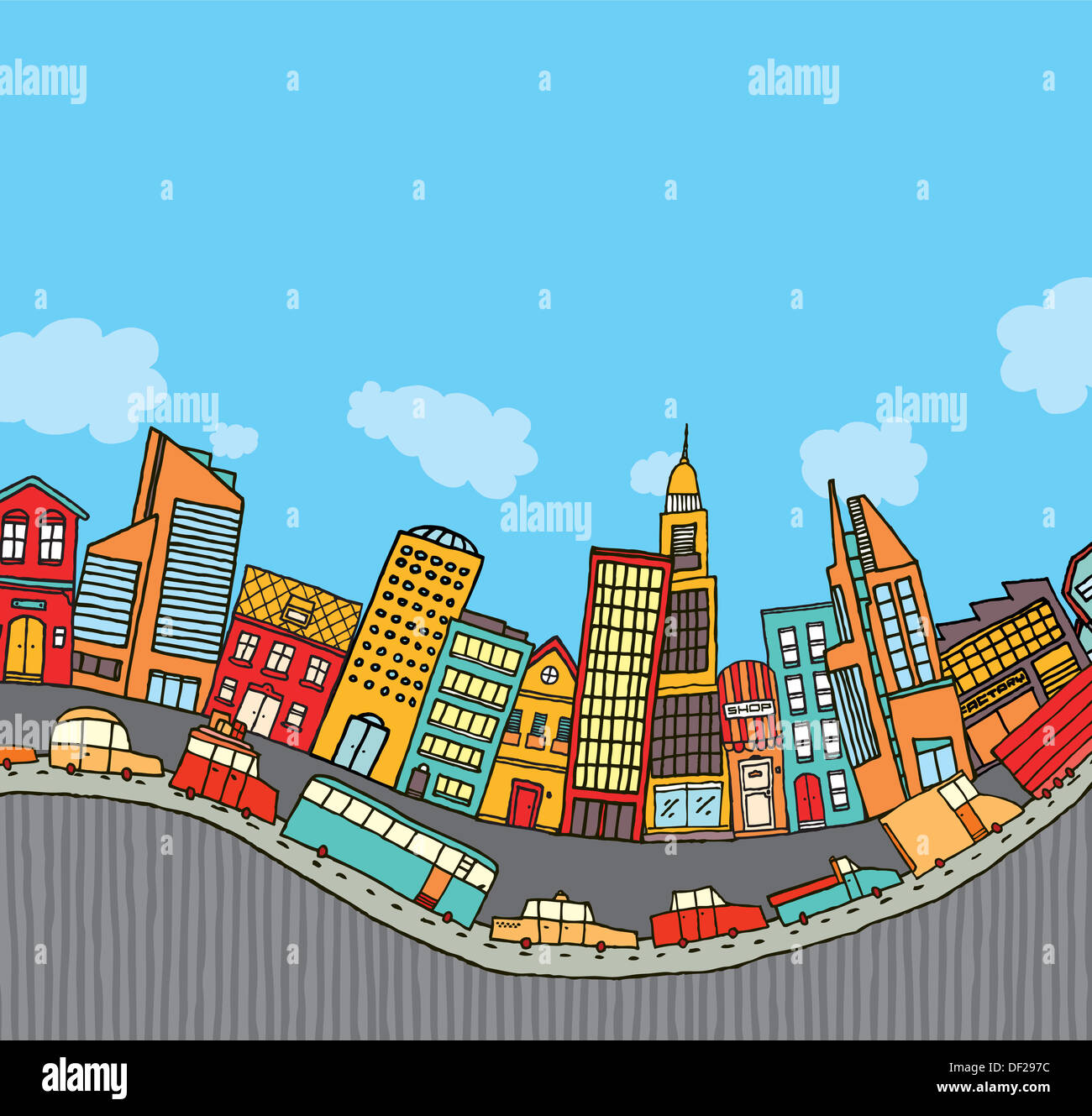 Funny cartoon city with copyspace Stock Photo - Alamy