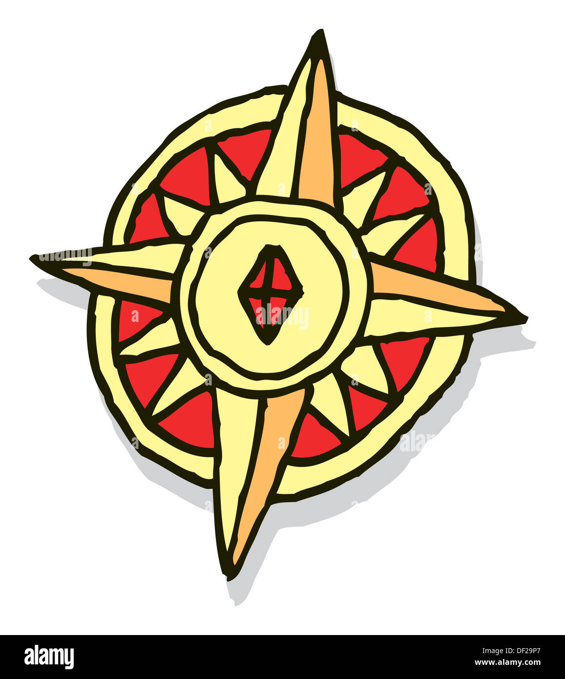 Rustic sketchy compass rose Stock Photo