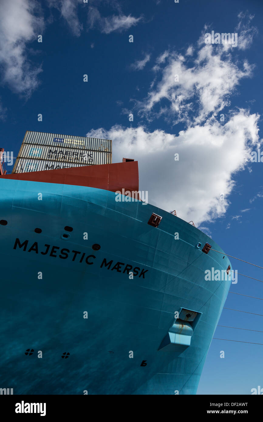 Maersk Lines new Triple E ship Majestic Mærsk at quay in Copenhagen September 2013 before going into service Stock Photo