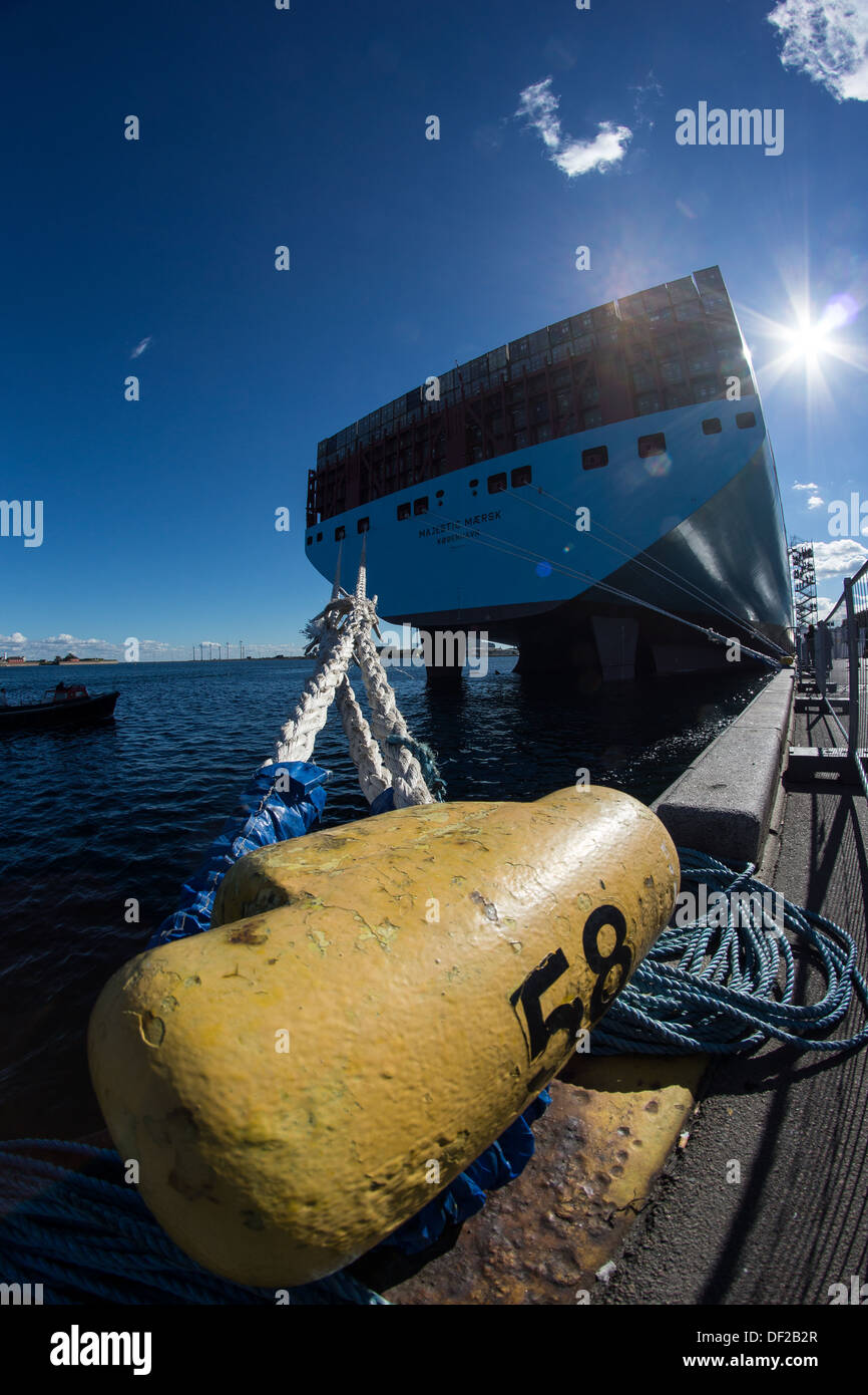 Maersk Lines new Triple E ship Majestic Mærsk at quay in Copenhagen