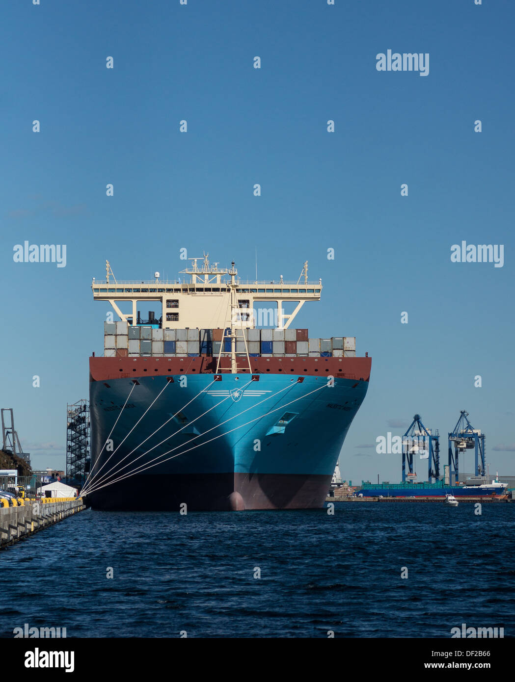 Maersk Lines new Triple E ship Majestic Mærsk at quay in Copenhagen September 2013 before going into service Stock Photo