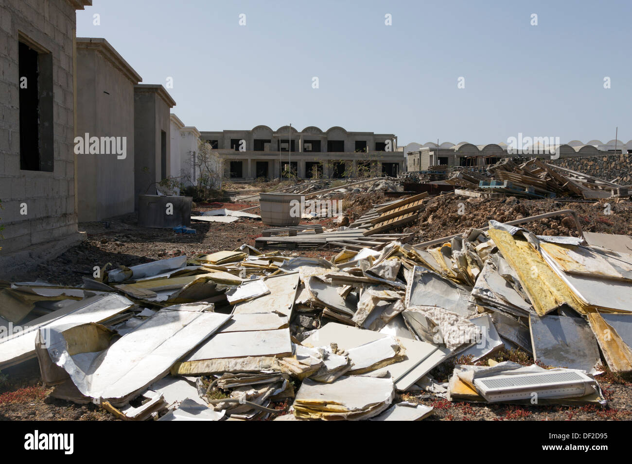 Unfinished Villas caused by Spanish Recession - Costa Teguise - Lanzarote - Canary Islands Stock Photo