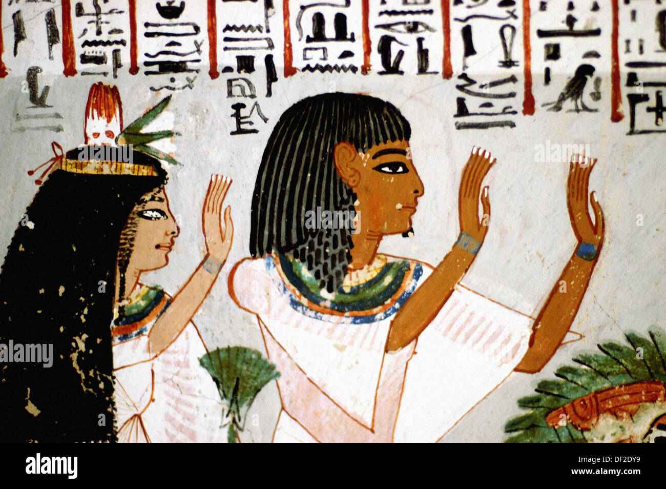 Mural paintings at tomb of Roy. Dra Abu alNaga. West Bank, Luxor