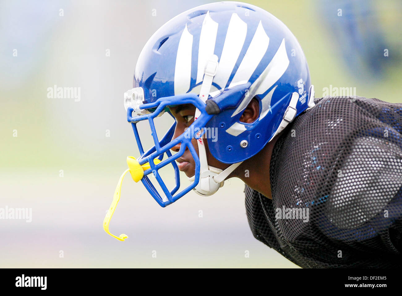 Tampa, Florida, USA. 25th Sep, 2013. WILL VRAGOVIC | Times.Jefferson High School linebacker Juwuan Brown during practice at Jefferson on Wednesday, Sept. 25, 2013. © Will Vragovic/Tampa Bay Times/ZUMAPRESS.com/Alamy Live News Stock Photo