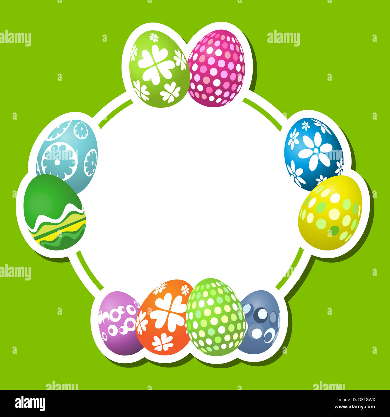 Cute background with colourful Easter eggs and space for text Stock ...