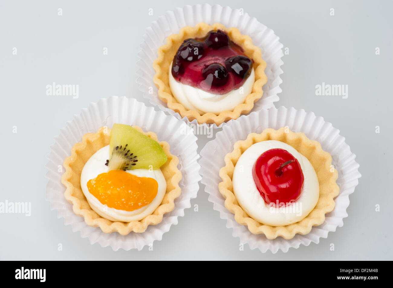 Cream fruit cakes Stock Photo