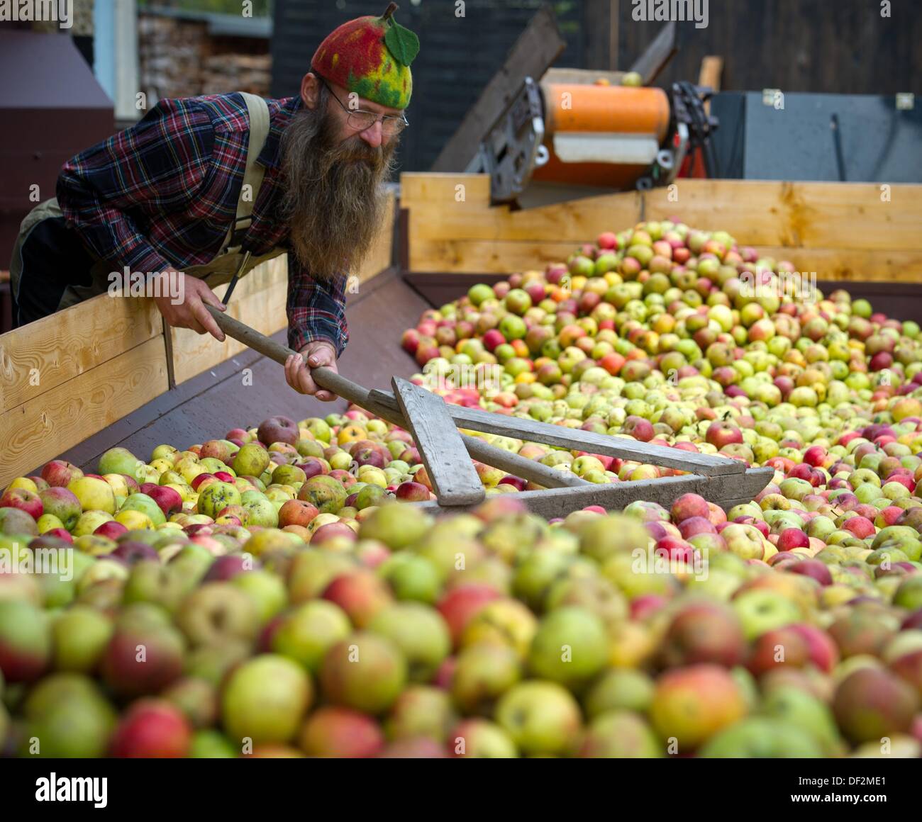 Peter Skottki, the owner of the apple juice factory Skottki stands at a