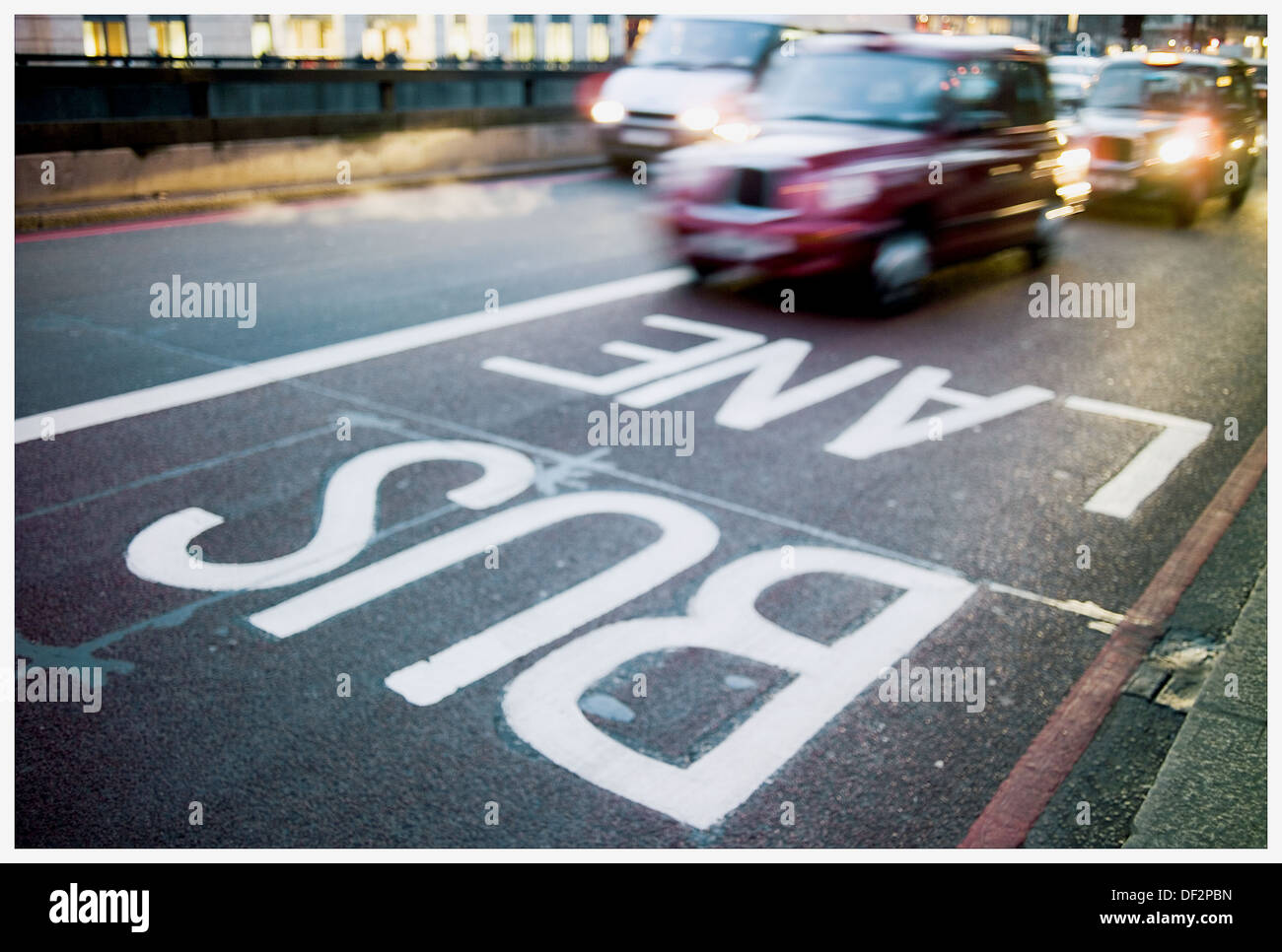 Bus lane, London. England, UK Stock Photo Alamy