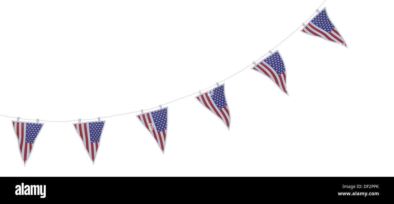 3D render of stars and stripes bunting and pennants Stock Photo