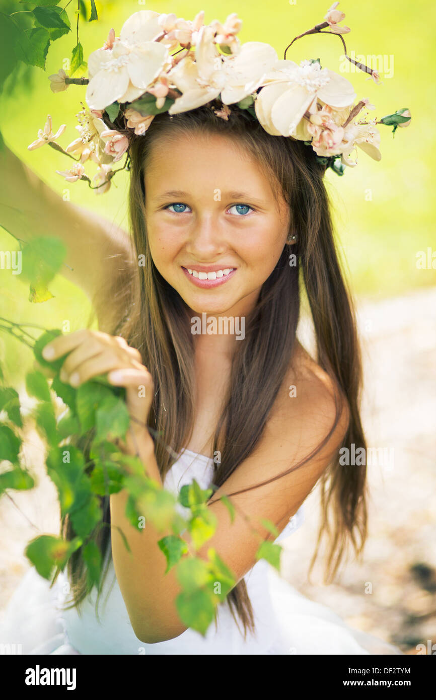 Very pretty young girl smiling to the camera Stock Photo - Alamy
