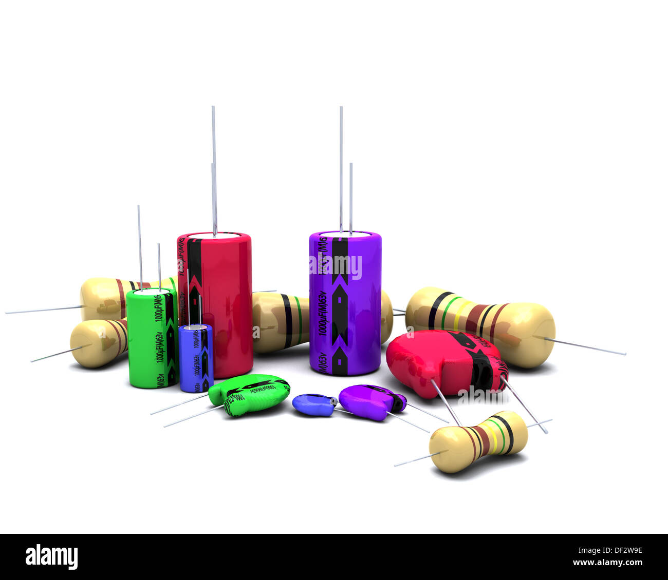 3D Render of Capacitors Resistors and semiconductors Stock Photo Alamy