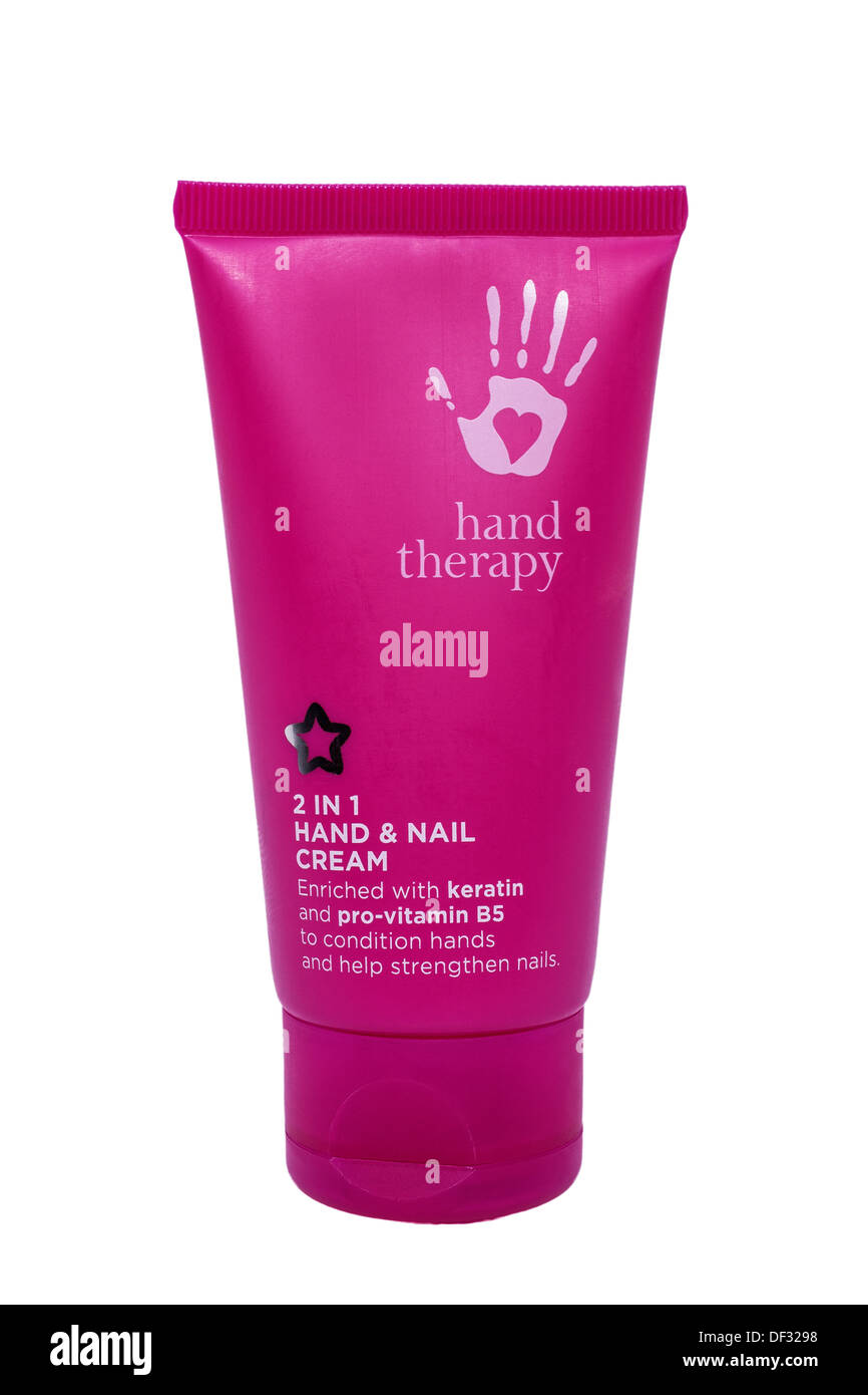 A tube of hand therapy 2 in 1 hand & nail cream on a white background Stock Photo