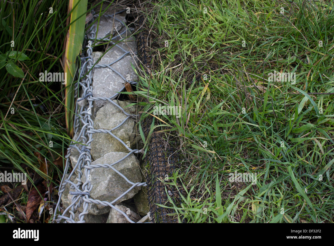 Grassed Gabion Retaining Wall Detail Stock Photo Alamy
