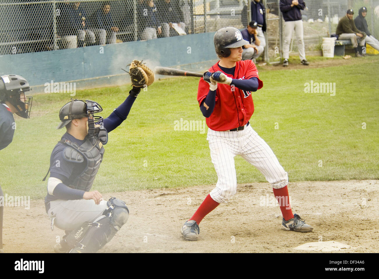 Baseball, batter, catcher, umpire Stock Photo Alamy