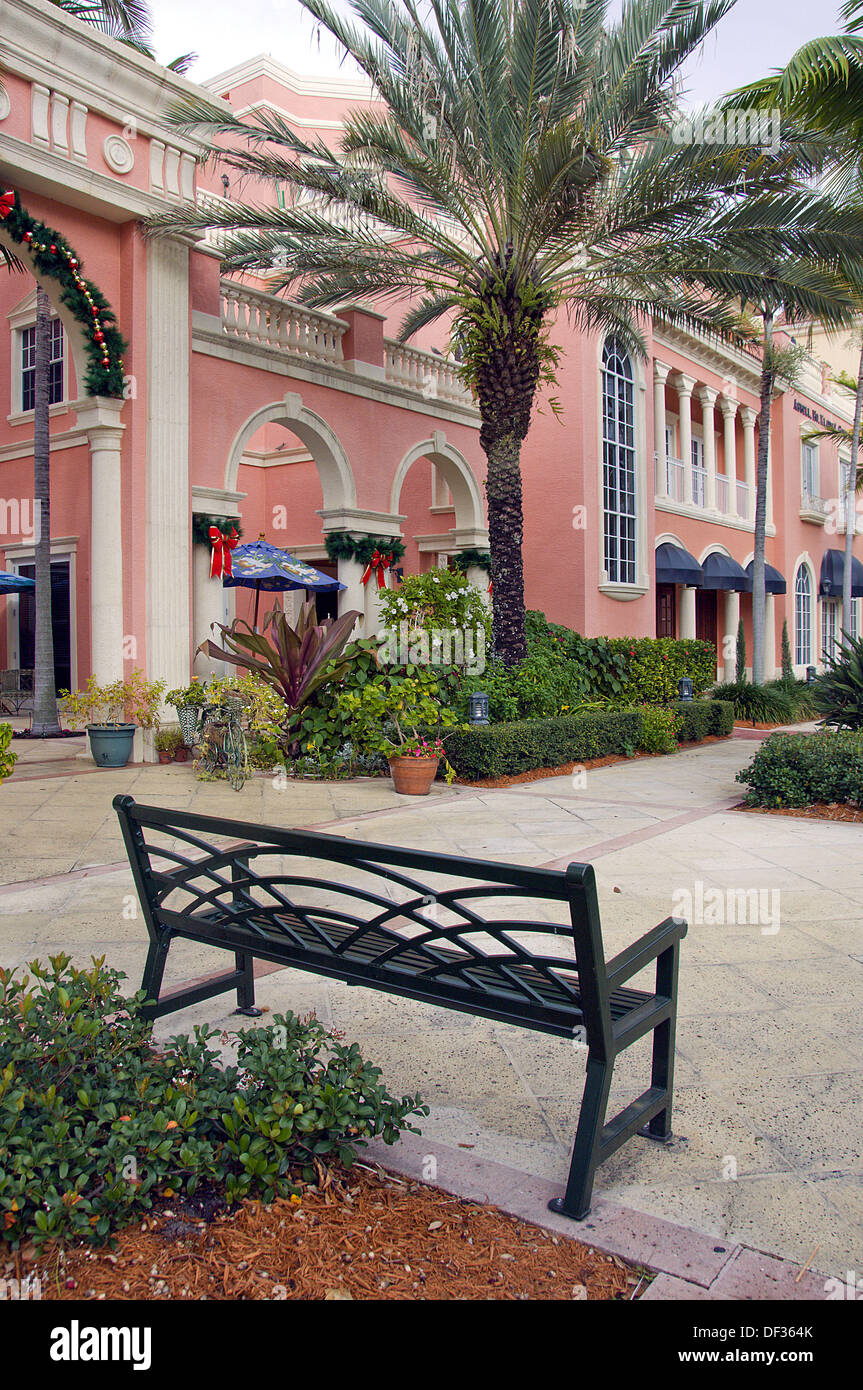 Fifth Street shops decorated for Christmas in Naples, Florida, USA