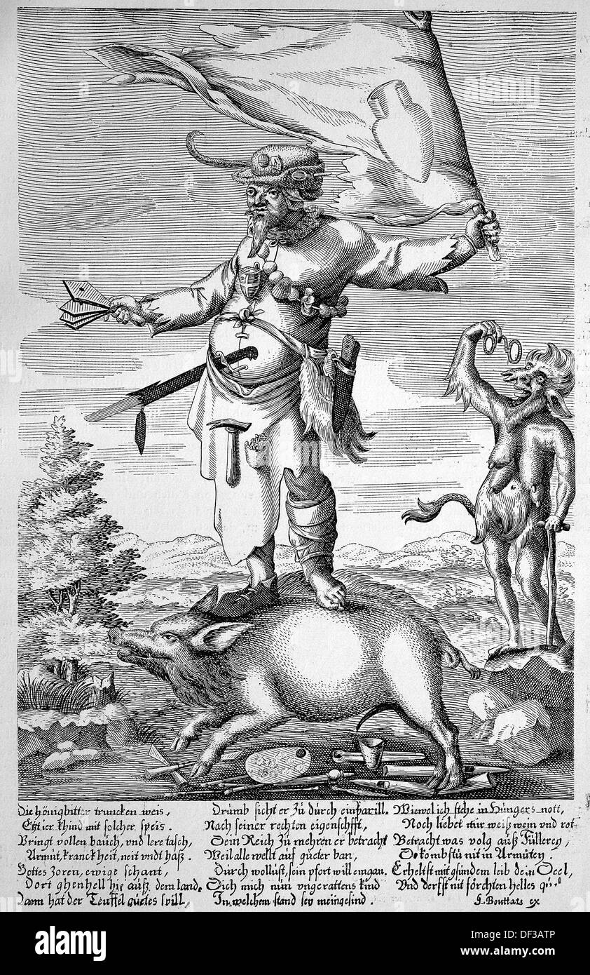 The Sauteufel devil, German satirical pamphlet, 17th century Stock Photo