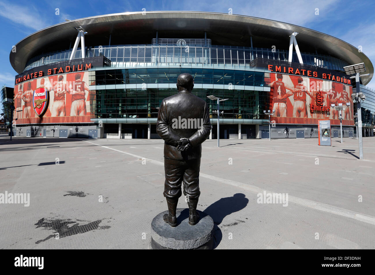 UK, LONDON Manager Herbert Chapman statue at Arsenal Emirates Stock