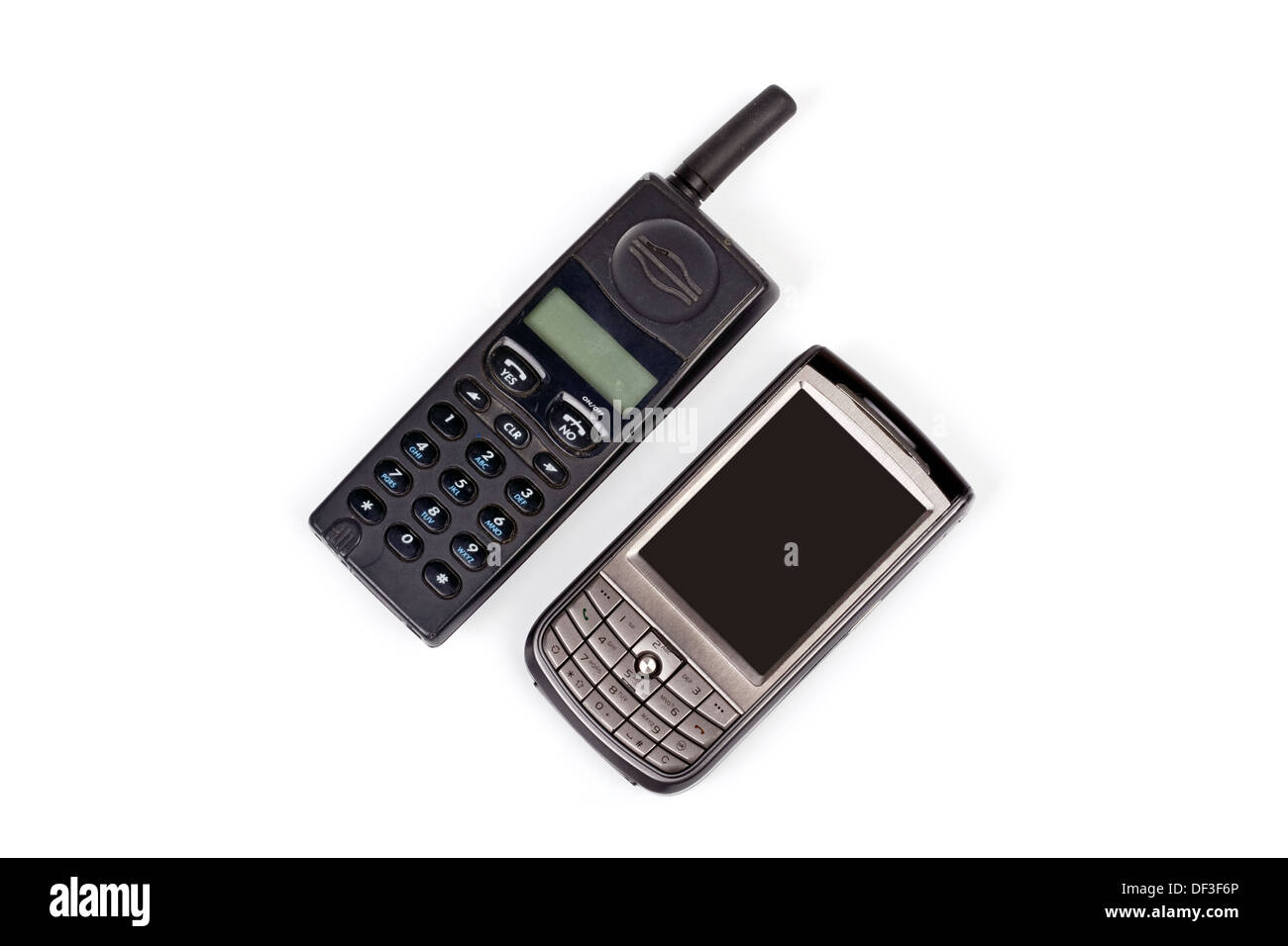 Old and new mobile phones. Isolated on white Stock Photo - Alamy
