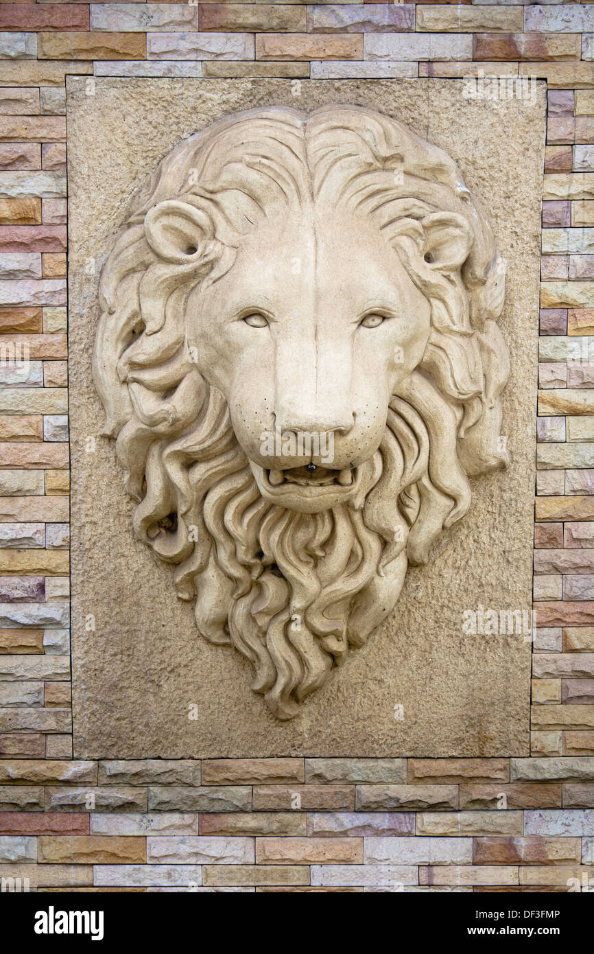 ancient animal brick bricks decor detail head leo lion lions old ornate