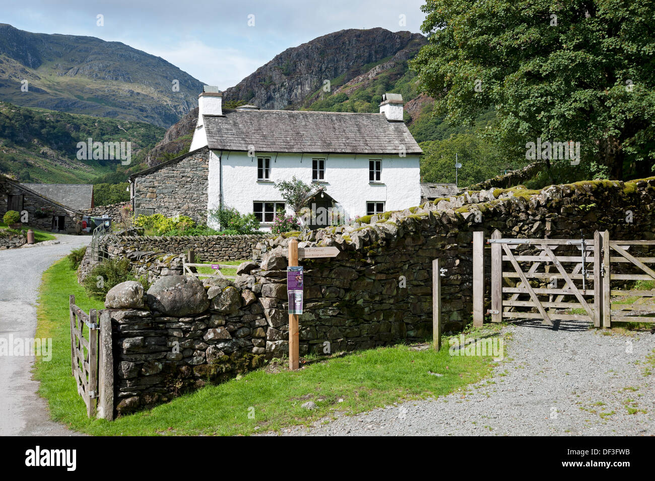 Yew Tree Farm (once owned by Beatrix Potter) in summer near Coniston Lake District National Park Cumbria England UK United Kingdom GB Great Britain Stock Photo