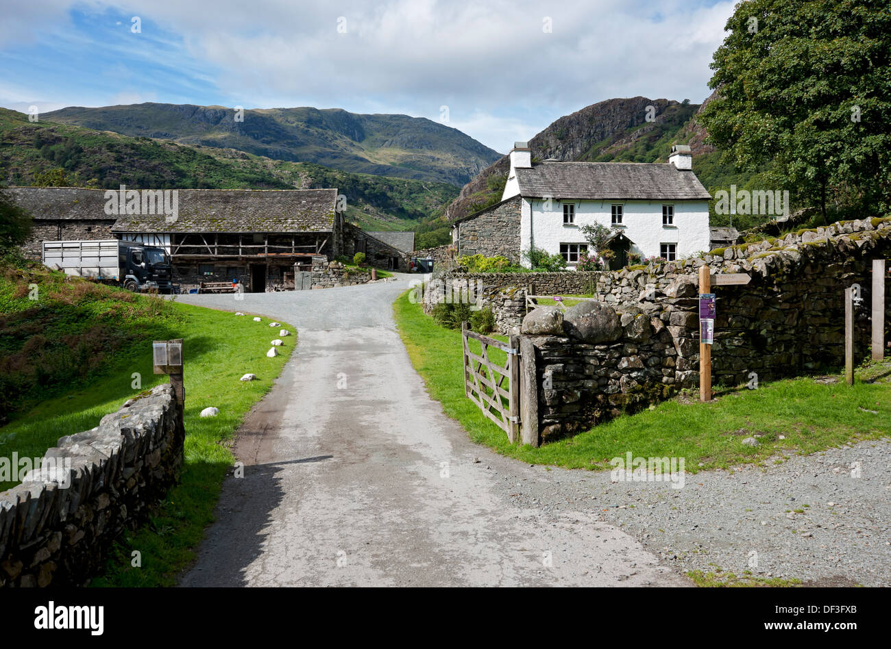 Yew Tree Farm house buildings (once owned by Beatrix Potter) the Lake district in summer near Coniston Cumbria England UK United Kingdom GB Britain Stock Photo