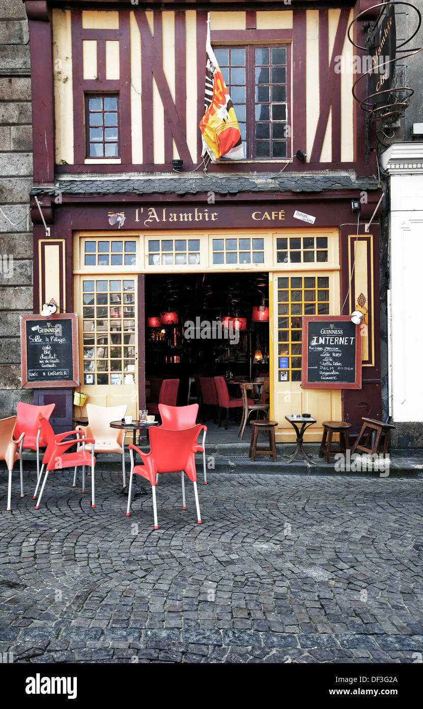 Saint Malo, Cafe and Bar, Brittany, Northern France, Europe Stock Photo