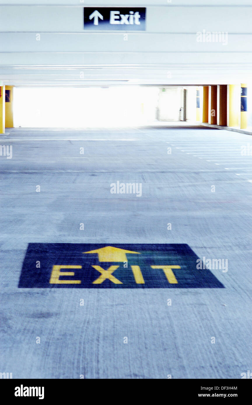 Parking lot with two exit signs. San Francisco, California. USA Stock Photo Alamy