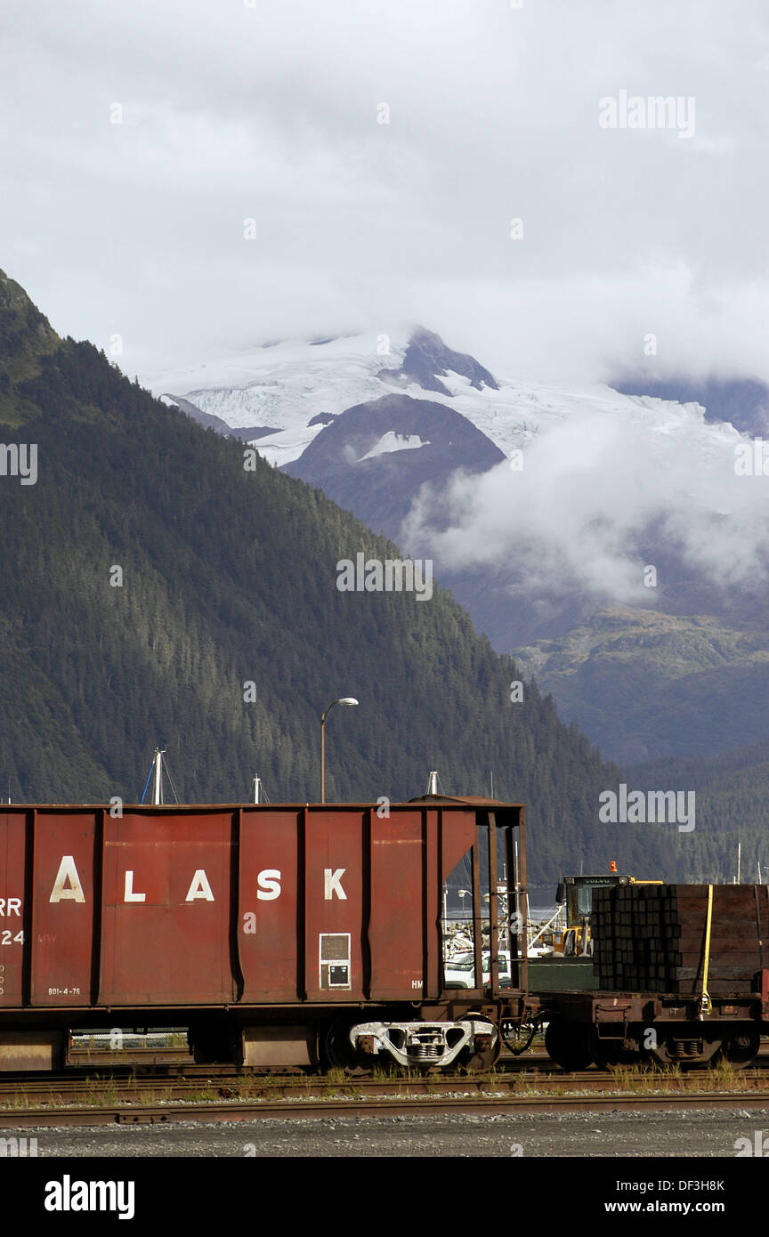 Alaska freight train. Whittier. Alaska. USA Stock Photo Alamy