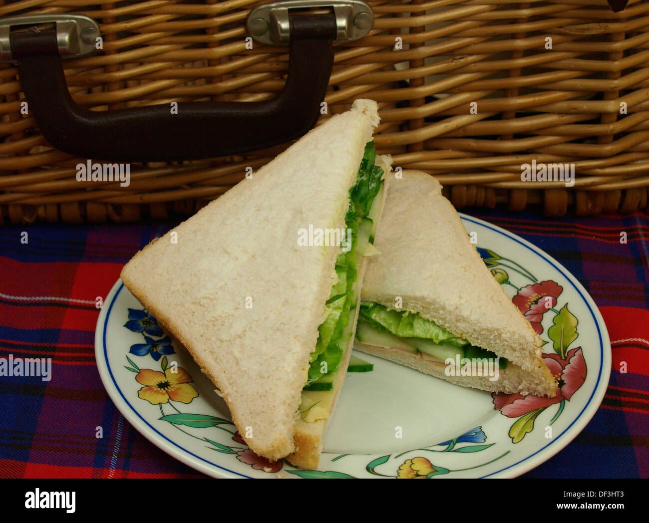 Sandwich and picnic basket, UK Stock Photo Alamy
