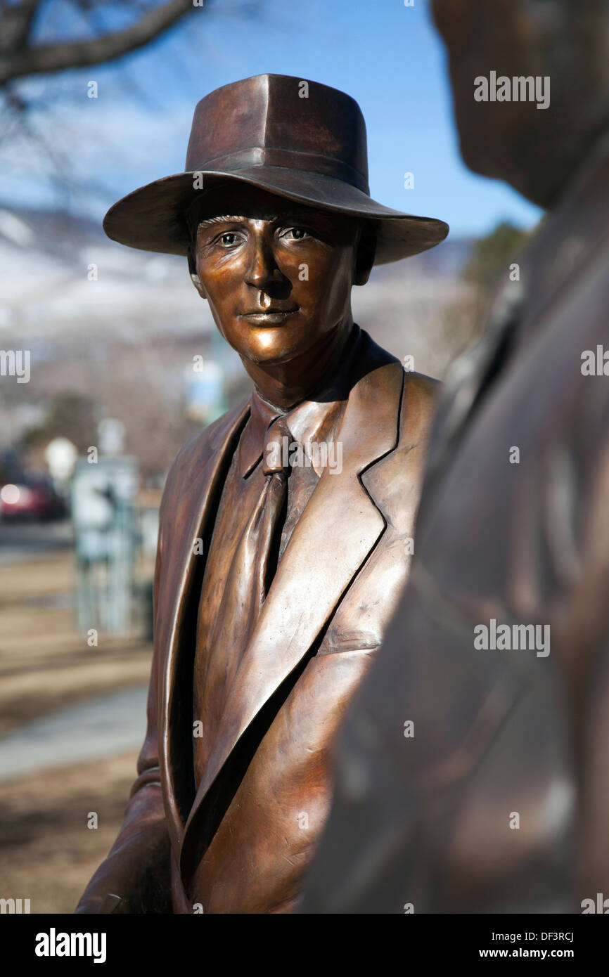 Statue of scientist J. Robert Oppenheimer in Los Alamos, New Mexico