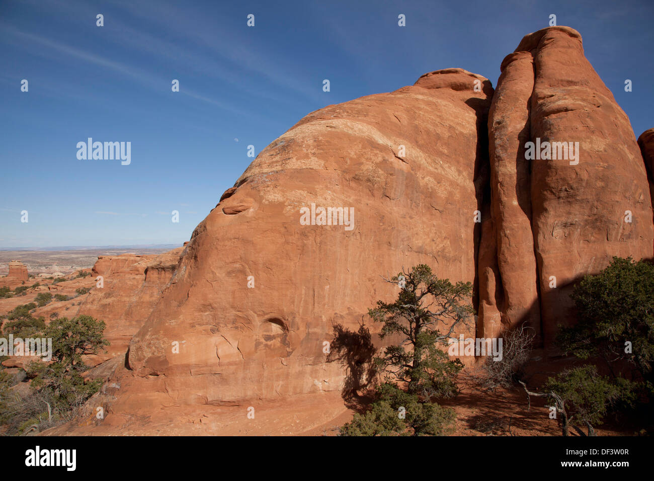 Rock formations in the Devils Garden near the campground in Arches National Park, Utah. Stock Photo