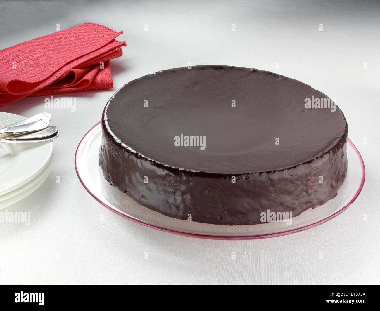 Toasted hazelnut cake with chocolate glaze Stock Photo Alamy