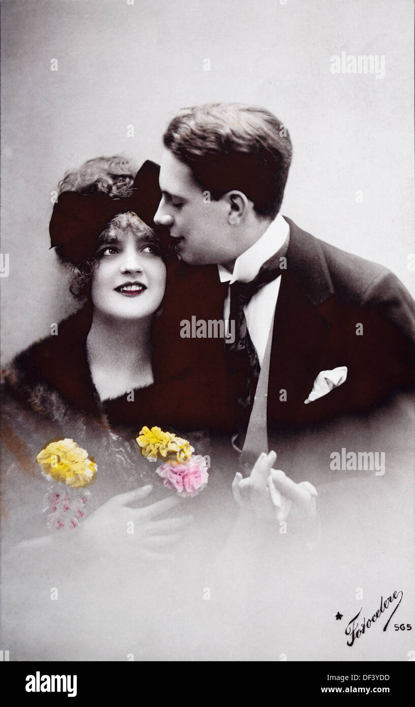 Romantic Couple, Portrait, Circa 1925 Stock Photo