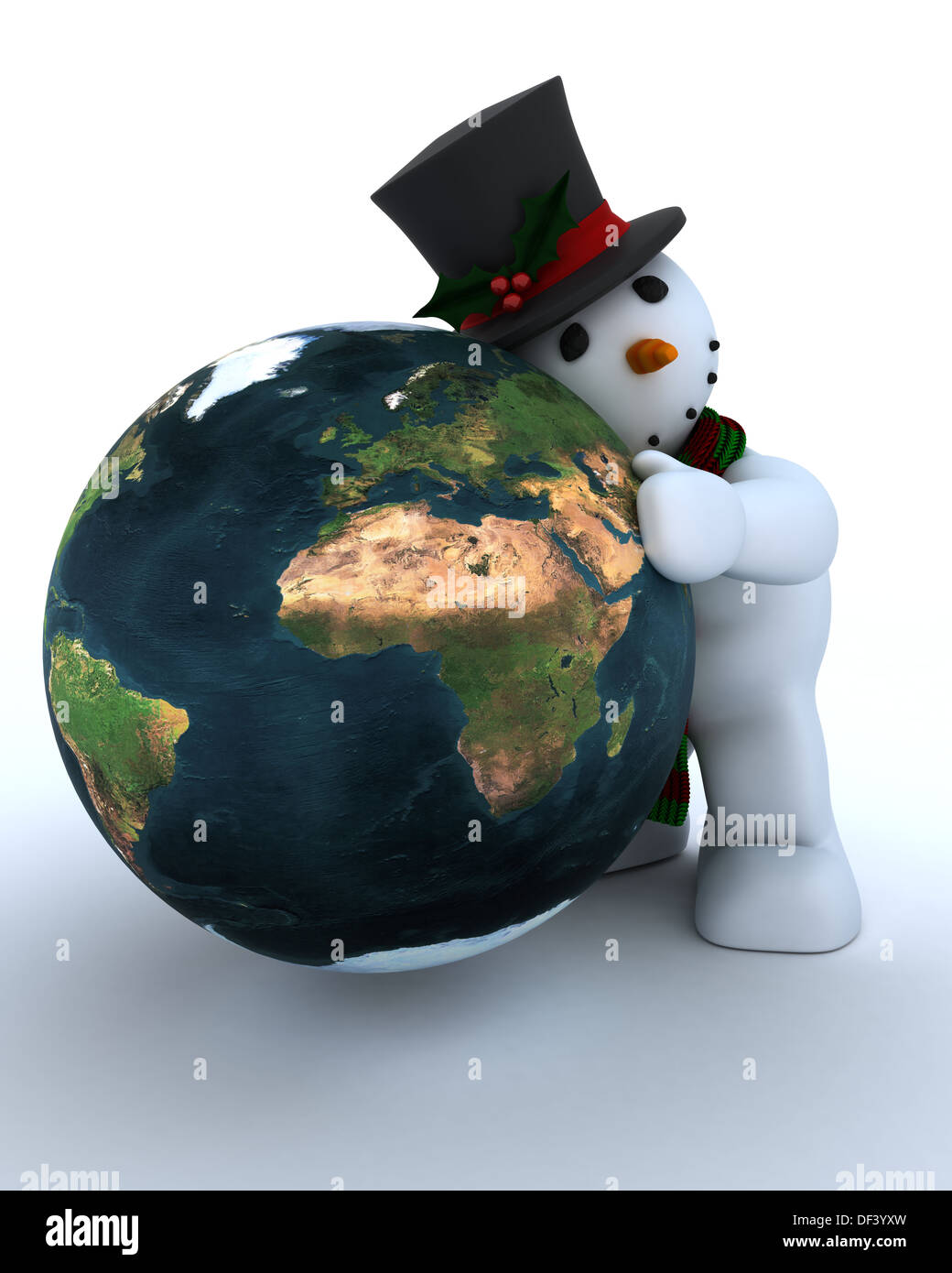 3D Render of a Snowman in hat and scarf Stock Photo - Alamy