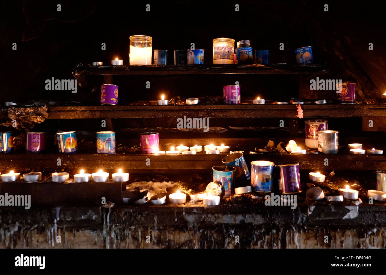 Memorial candles lit up in King David Tomb in Mount Zion Jerusalem