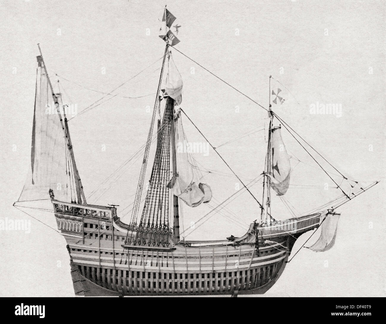 The Santa Maria, flagship of the squadron of three vessels commanded by Christopher Columbus in 1492. Stock Photo