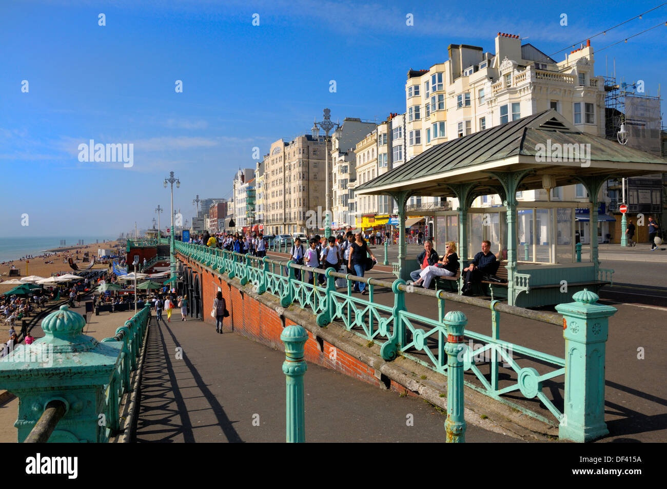Brighton, East Sussex, England, UK. Hotels and shelter on the seafront Stock Photo