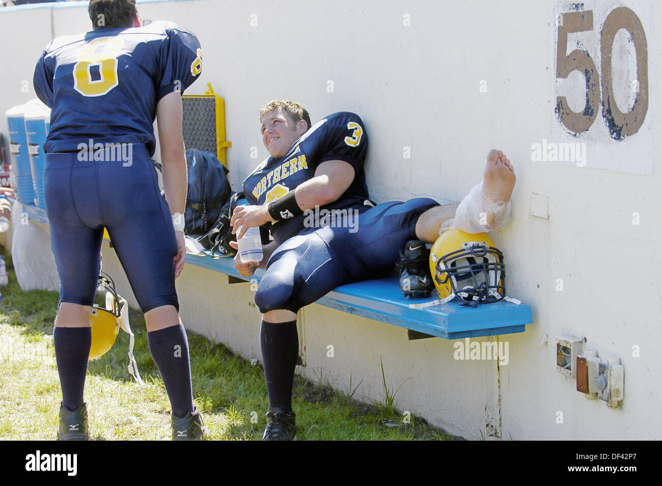 Football player with injured foot during game Stock Photo Alamy